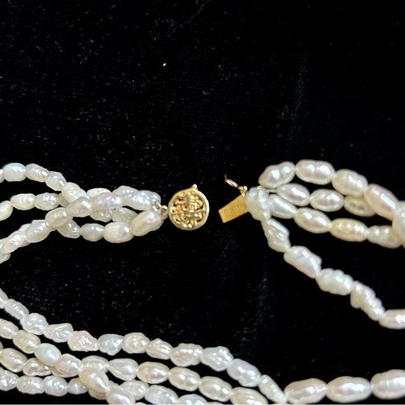 Freshwater pearl four strand necklace and bracelet set 14k gold clasp - Picture 8 of 9
